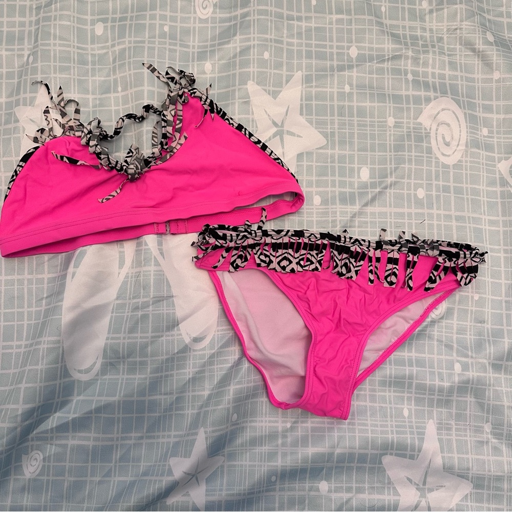 Jantzen Pink and Black Kids Swim Bikini